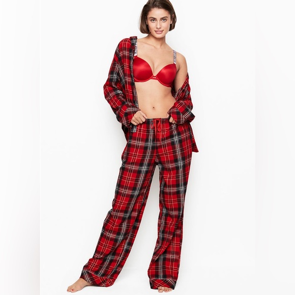 NWT Victoria’s Secret Cotton Printed Flannel Long PJ Set in Size Medium - Picture 10 of 14